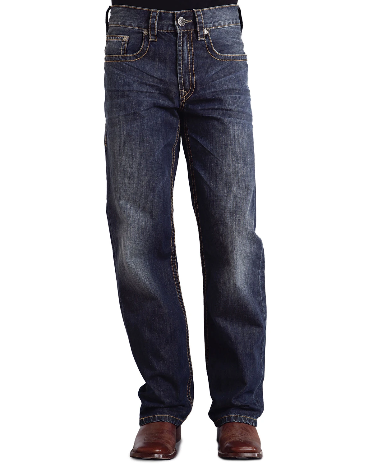 Stetson Modern Fit Curved "X" Stitched Jeans - Image 3