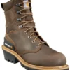 Carhartt 8" Crazy Horse Brown Waterproof Insulated Logger Boot - Composite Toe