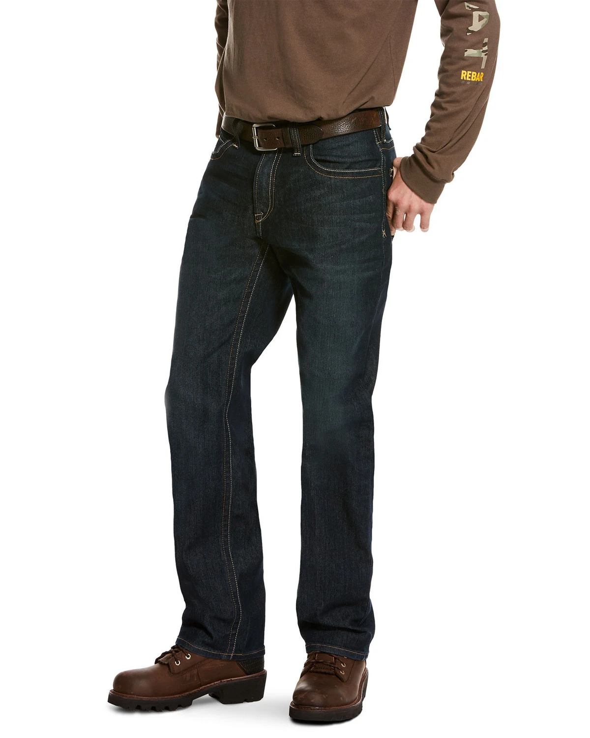 Ariat Men's Rebar M4 Cobalt Durastretch Edge Stackable Straight Work Jeans - Image 2
