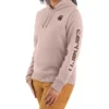 Carhartt Women's Clarkburg Heather Smoke Rose Midweight Logo Sleeve Graphic Work Sweatshirt