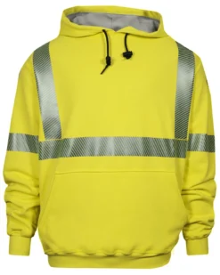 National Safety Apparel Men's FR Vizable Hi-Vis Waffle Weave Hooded Work Sweatshirt - Tall