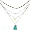 Prime Time Jewelry Women's 4-Piece Silver & Gold Turquoise Layered Necklace Set