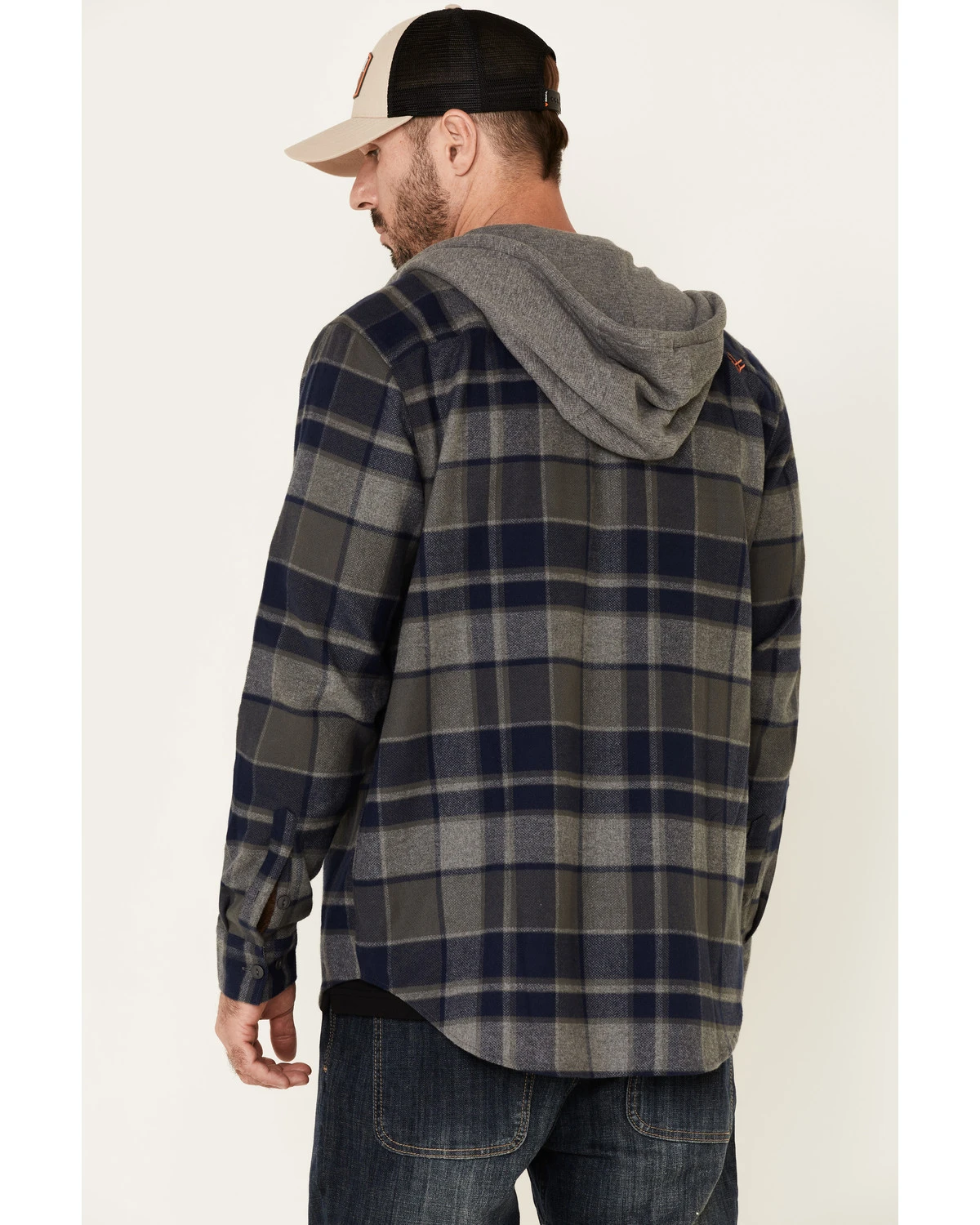 Hawx Men's Dark Gray Townsend Plaid Hooded Long Sleeve Flannel Work Shirt - Image 5