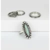 Prime Time Women's Silver Turquoise Ring Set