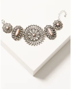 Prime Time Jewelry Women's Pink Stone Concho Bracelet