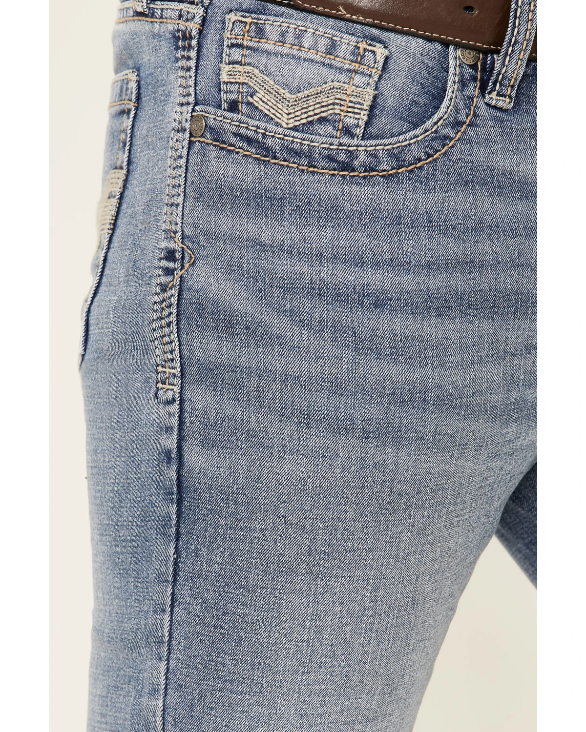 Cody James Men's Mustang Light Wash Stretch Slim Straight Jeans - Image 3