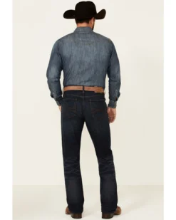 Rock & Roll Denim Men's Hooey Double Barrel Dark Vintage Stretch Relaxed Stackable Bootcut Jeans