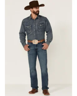 Wrangler Retro Men's Hereford Medium Wash Stretch Slim Straight Jeans