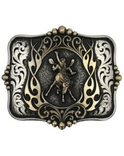 Montana Silversmiths Men's A-Blaze Filigree Framed Bronco Rider Belt Buckle