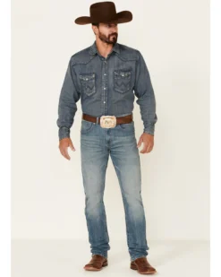 Rock 47 By Wrangler Men's Cochran Medium Wash Stretch Slim Straight Jeans