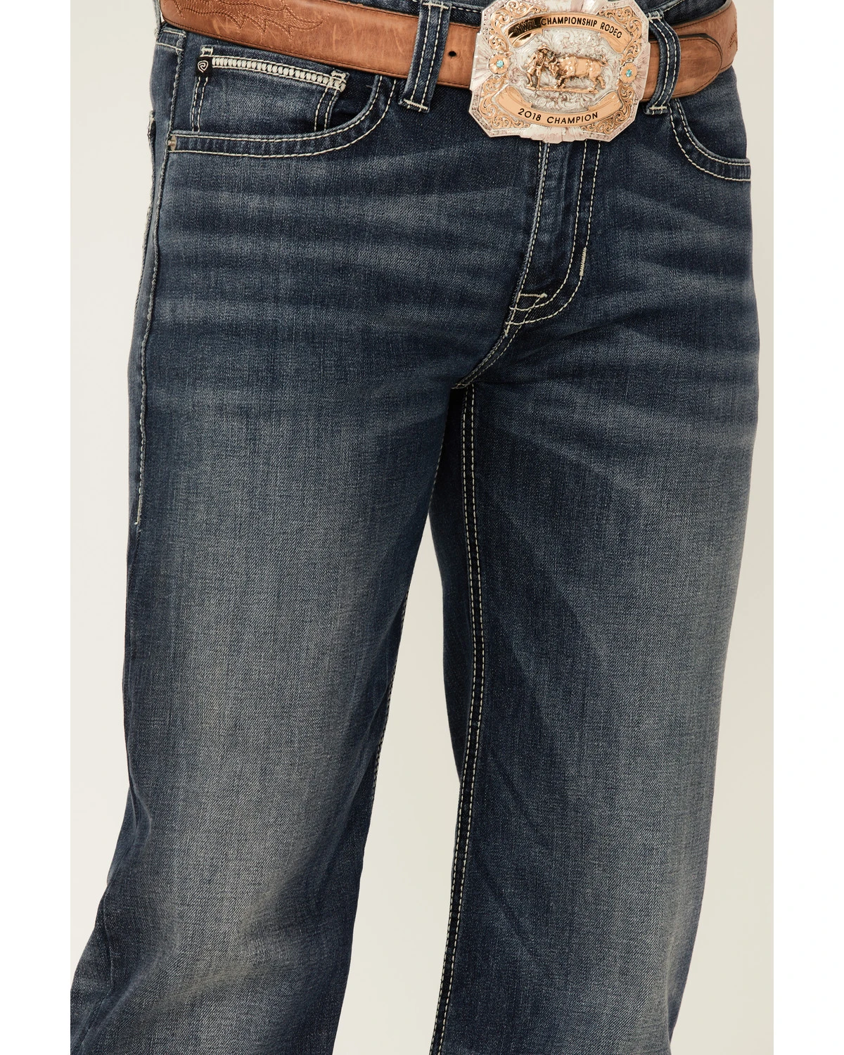 Rock & Roll Denim Men's Dark Wash Revolver Stretch Slim Straight Jeans - Image 2