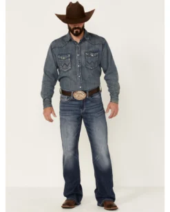 Cody James Men's Double Kicker Medium Dark Wash Stretch Relaxed Bootcut Jeans