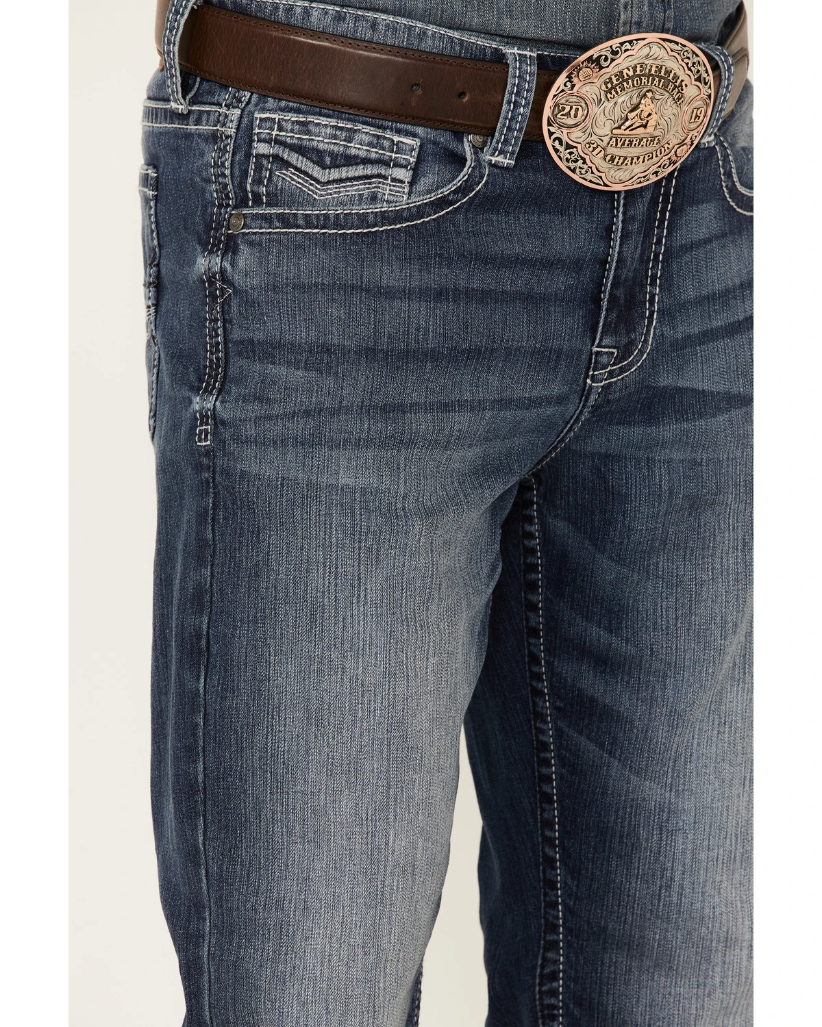 Cody James Men's Double Kicker Medium Dark Wash Stretch Relaxed Bootcut Jeans - Image 2