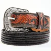 Cody James Men's Brown Floral Hand Tooled Stretch Bonded Strap Western Belt