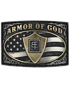 Montana Silversmiths Men's Armor Of God Square Warrior Buckle