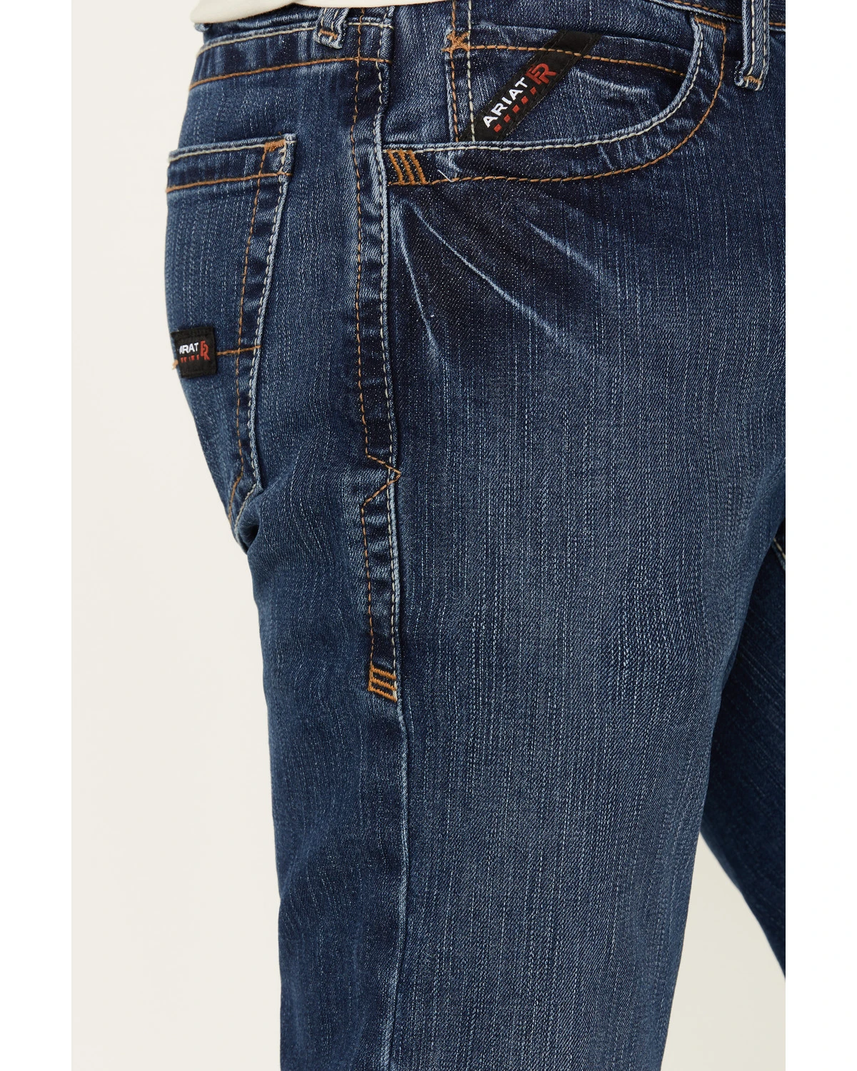 Ariat Men's FR M7 Flint Medium Wash Duratretch Basic Slim Straight Work Jeans - Image 2