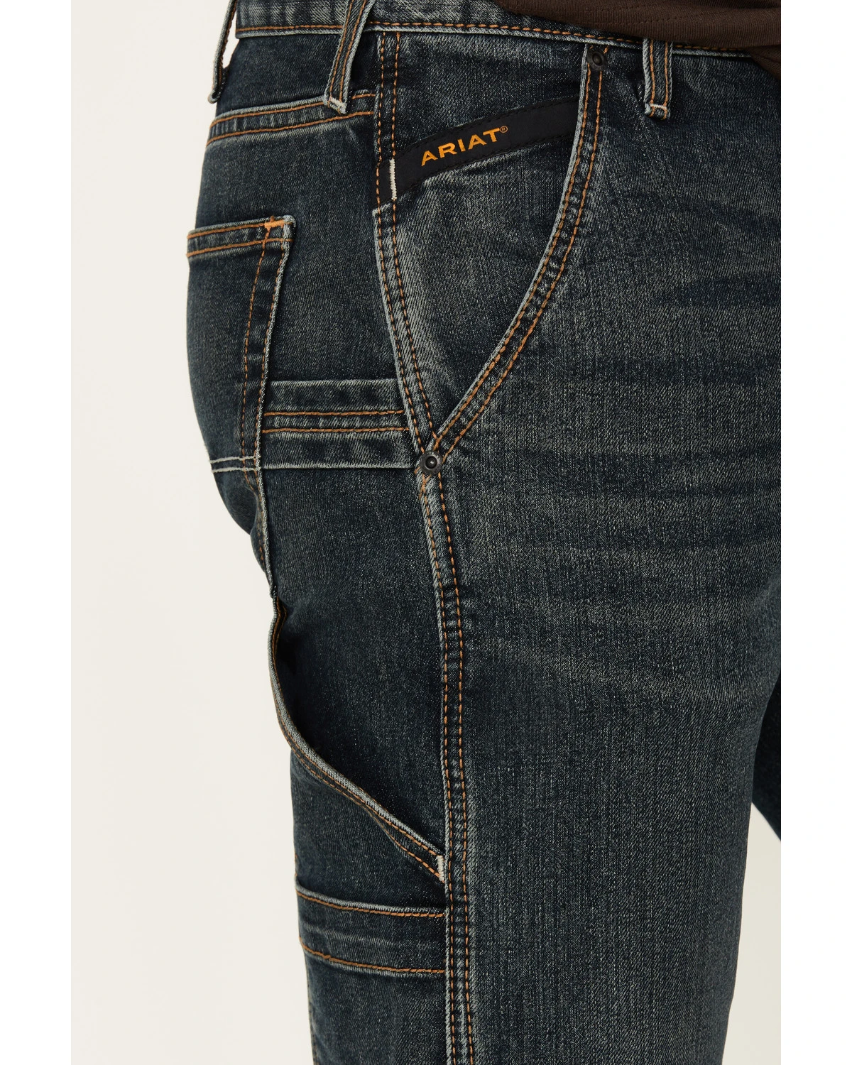 Ariat Men's Rebar M7 McCoy Dark Wash Durastretch Slim Straight Work Jeans - Image 2