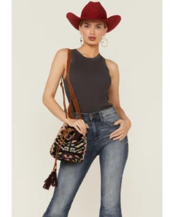 Prime Time Jewelry Women's Southwestern Pattern Canvas Bucket Bag