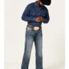 Cinch Men's Grant Medium Stonewash Broken Twill Performance Stretch Relaxed Bootcut Jeans