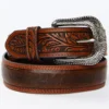 Cody James Men's Ostrich Print Tooled Belt