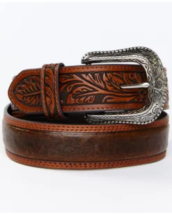 Cody James Men's Ostrich Print Tooled Belt