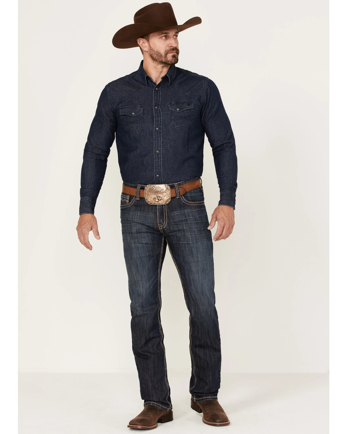 Rock & Roll Denim Men's Revolver Dark Wash Stretch Slim Straight Jeans - Image 3