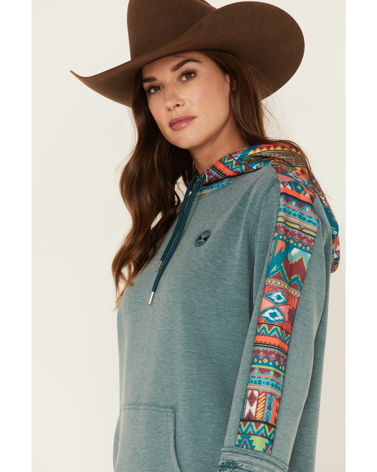 Hooey Women's Southwestern Contrast Print Canyon Hoodie - Image 2