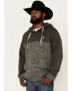 Hooey Men's Jimmy Quilted 1/4 Button Hooded Pullover