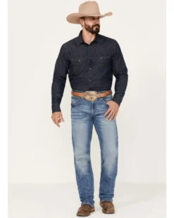 Rock 47 By Wrangler Men's MRS47 Light / Medium Wash Slim Straight Stretch Denim Jeans