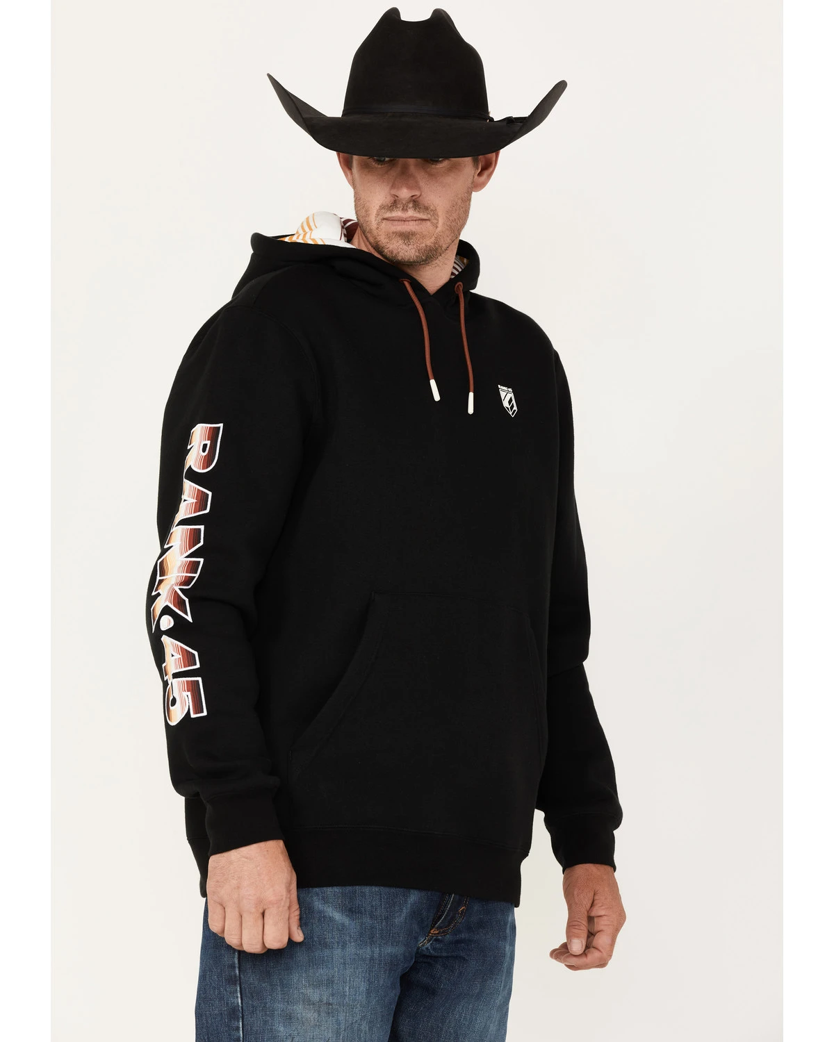 RANK 45 Men's Smoke On Striped Logo Sleeve Hooded Sweatshirt - Image 2