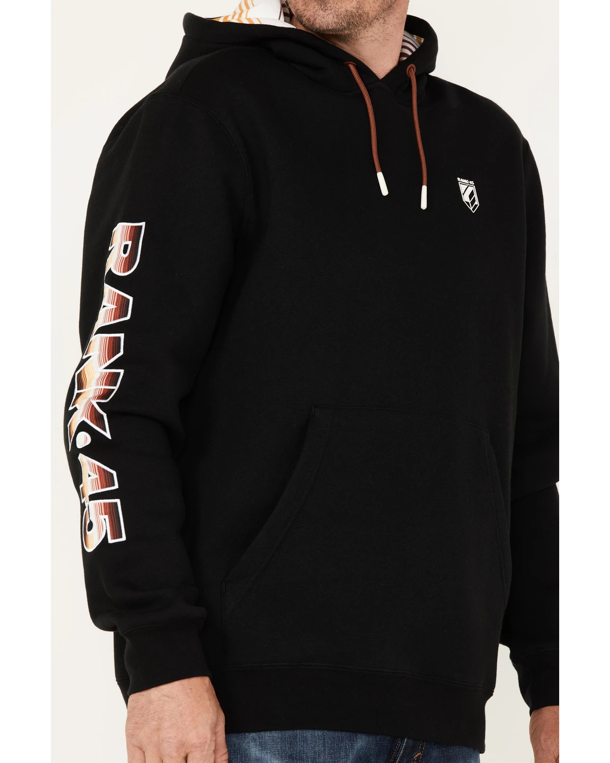 RANK 45 Men's Smoke On Striped Logo Sleeve Hooded Sweatshirt - Image 3