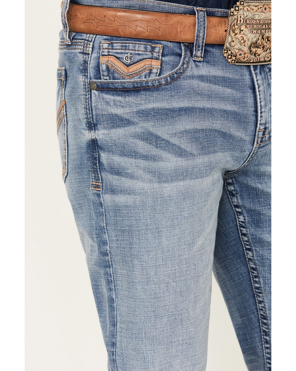 Cody James Men's Dodge City Light Wash Relaxed Boot Stretch Denim Jeans - Image 2