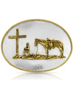 Montana Silversmiths Men's Bronze Rippling Waters Christian Cowboy Belt Buckle