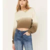 Cleo + Wolf Women's Ombre Cropped Dolman Sweatshirt