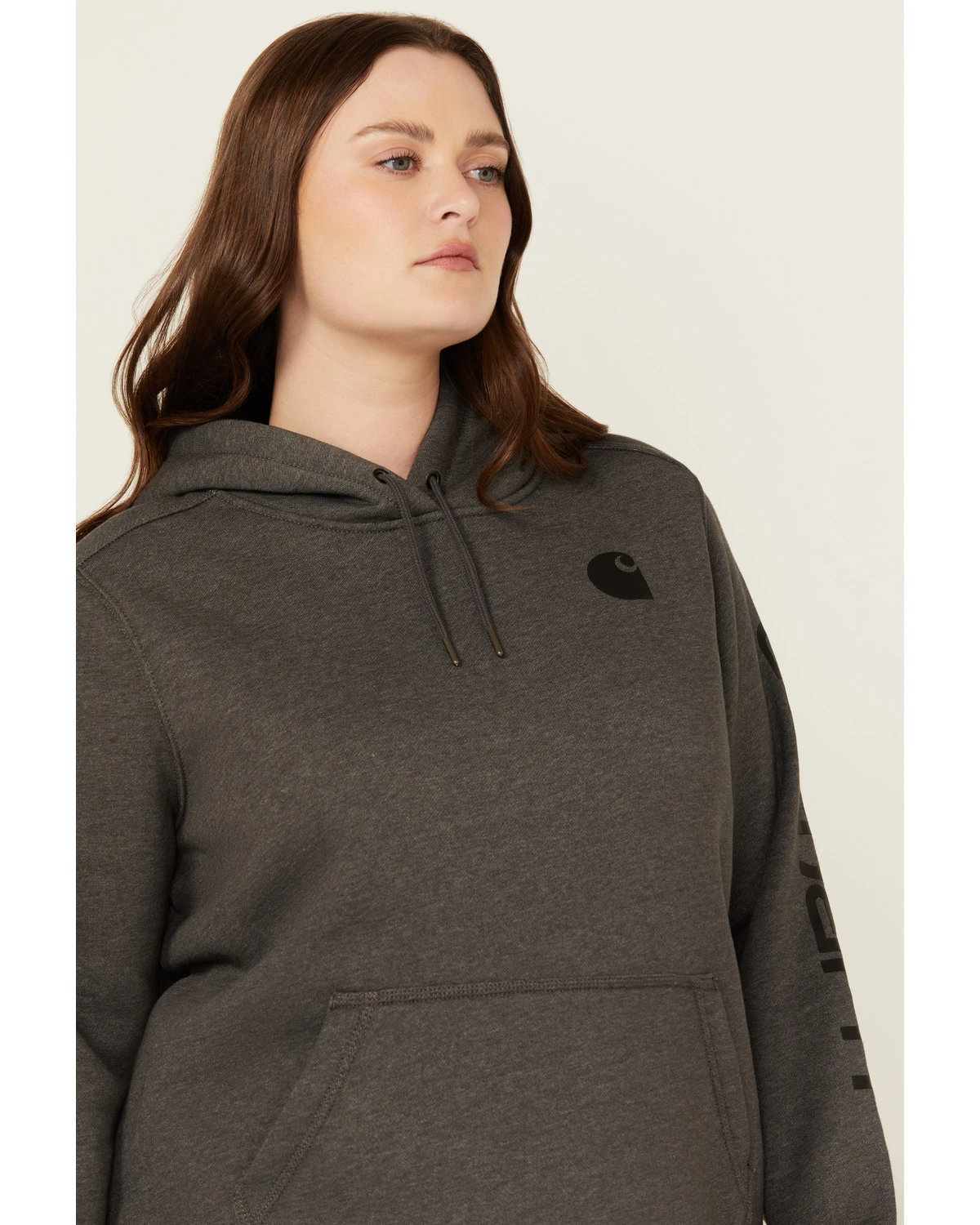 Carhartt Women's Relaxed Fit Midweight Logo Hooded Work Sweatshirt - Plus - Image 2