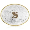 Montana Silversmiths Classic Western Oval Two-Tone Initial Belt Buckle - S